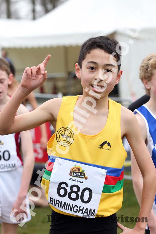 Markhim Lonsdale (North East), winner of the Under-13 Boys race, McCain Inter Counties Cross Country, Cofton Park, Birmingham.